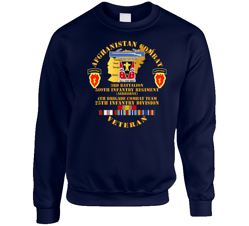 Army - Afghanistan - Vet - 3rd Bn 509th In - 4th Bct 25th Id W Afghan Svc Crewneck Sweatshirt