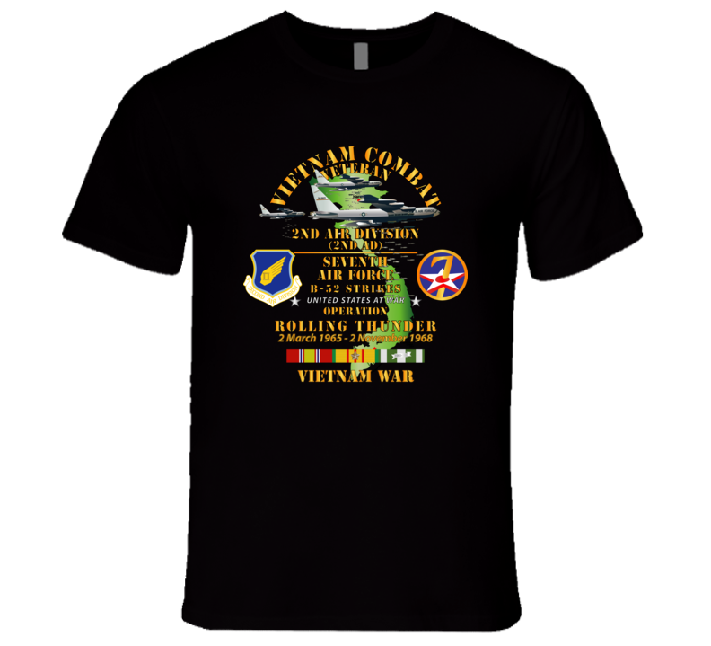 Usaf - 2nd Air Division - 7th Air Force - Operation Rolling Thunder W Vn Svc T Shirt