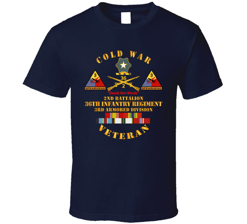 Army - Cold War Vet W  2nd Bn - 36th Infantry - 3rd Ad W  Full Rack Svcd T Shirt