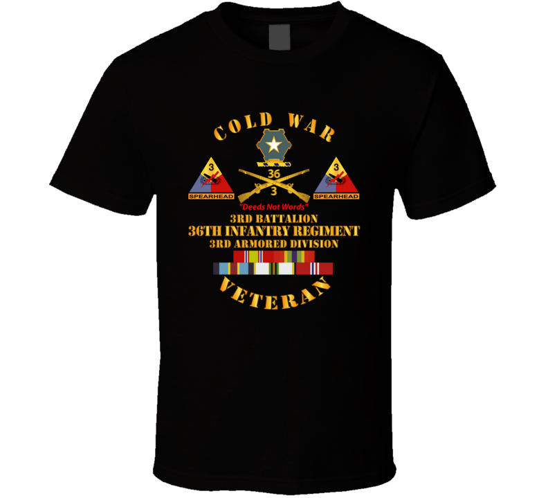 Army - Cold War Vet W  3rd Bn - 36th Infantry - 3rd Ad W  Full Rack Svcd T Shirt