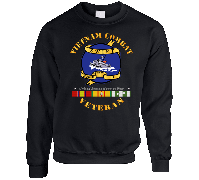 Navy - Vietnam Cbt Vet - Navy Coastal Div 12 - Swift W Svc Crewneck Sweatshirt