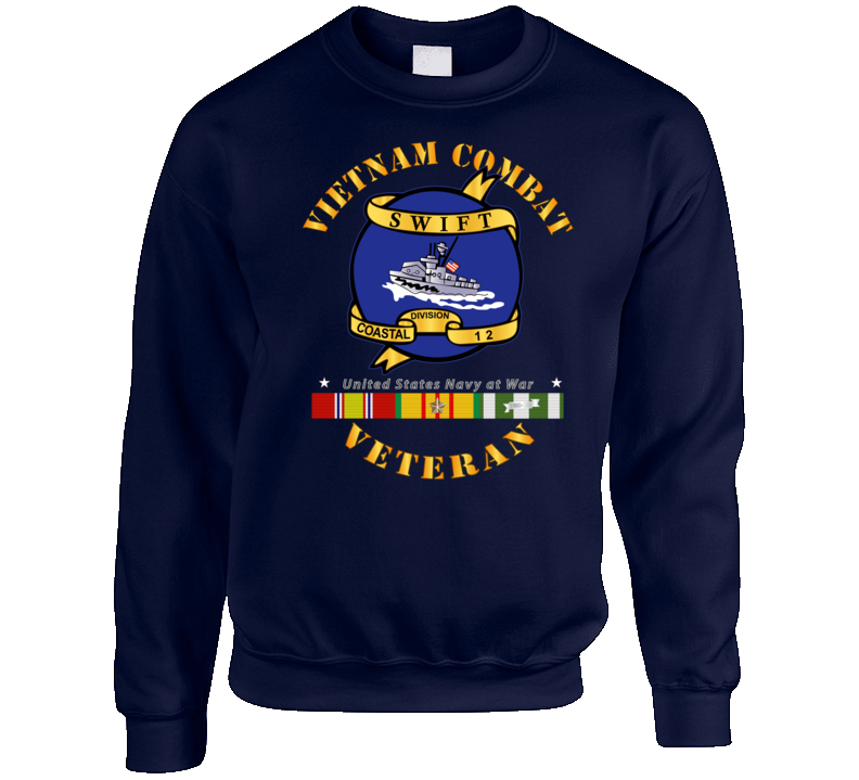 Navy - Vietnam Cbt Vet - Navy Coastal Div 12 - Swift W Svc Crewneck Sweatshirt