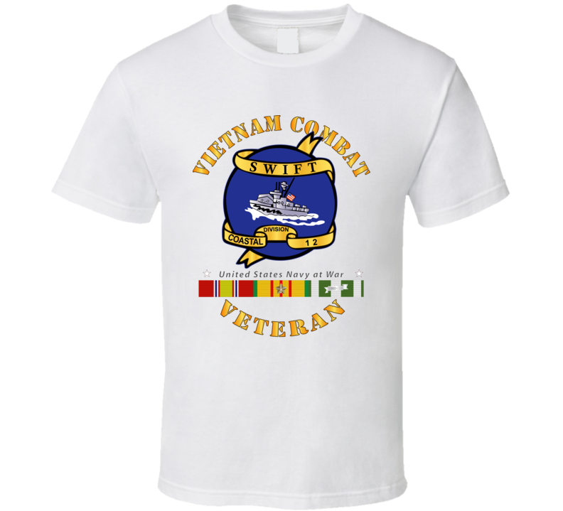 Navy - Vietnam Cbt Vet - Navy Coastal Div 12 - Swift W Svc T Shirt