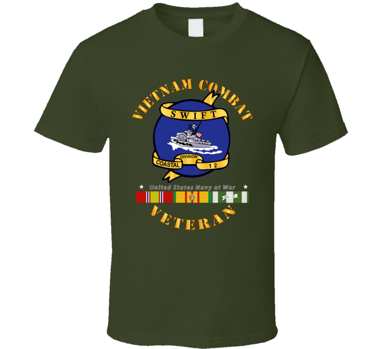Navy - Vietnam Cbt Vet - Navy Coastal Div 12 - Swift W Svc T Shirt