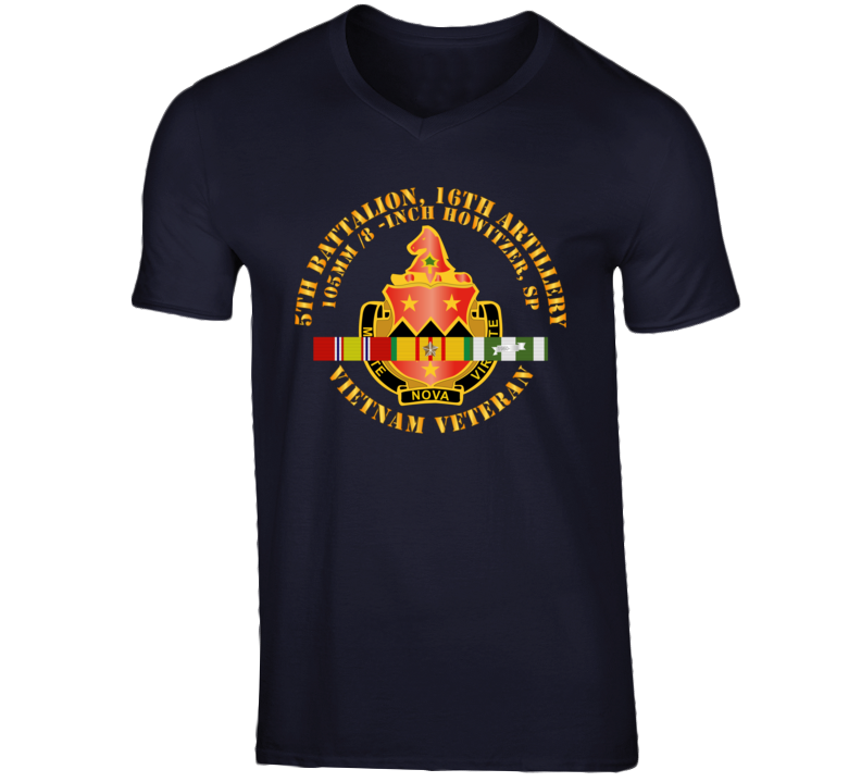 Army - 5th Battalion, 16th Artillery W Svc Ribbon V1 V-neck