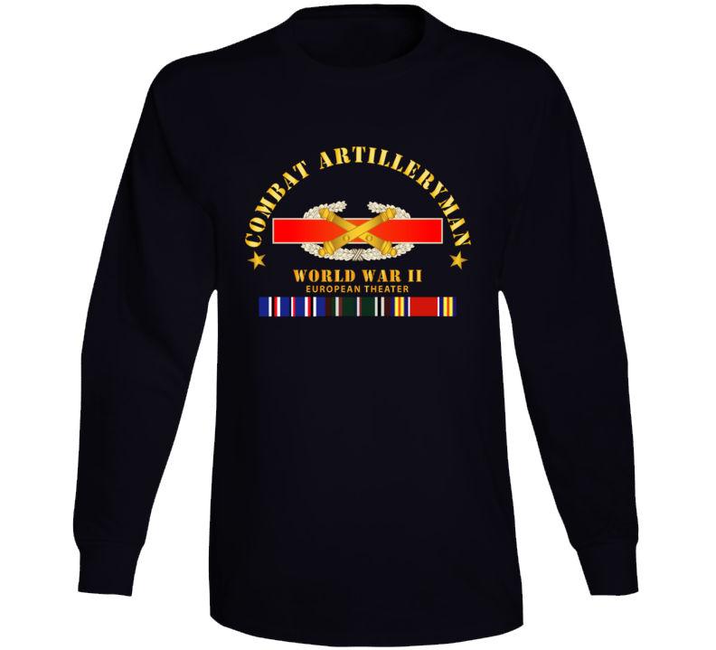 Army - Combat Artilleryman Badge - World War Ii Vet W Eu Svc Long Sleeve