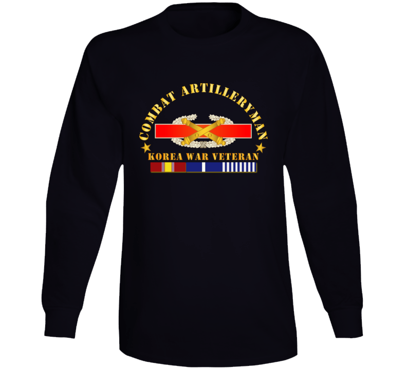 Army - Combat Artilleryman Badge - Korea War Vet W Svc Long Sleeve