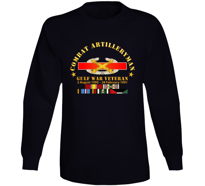 Army - Combat Artilleryman Badge - Gulf War Vet W Svc Long Sleeve