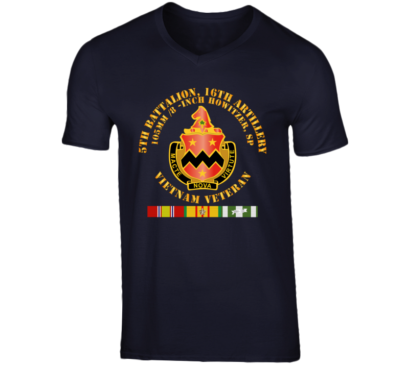Army - 5th Battalion, 16th Artillery W Svc Ribbon V2 V-neck