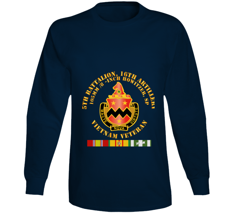 Army - 5th Battalion, 16th Artillery W Svc Ribbon V2 Long Sleeve