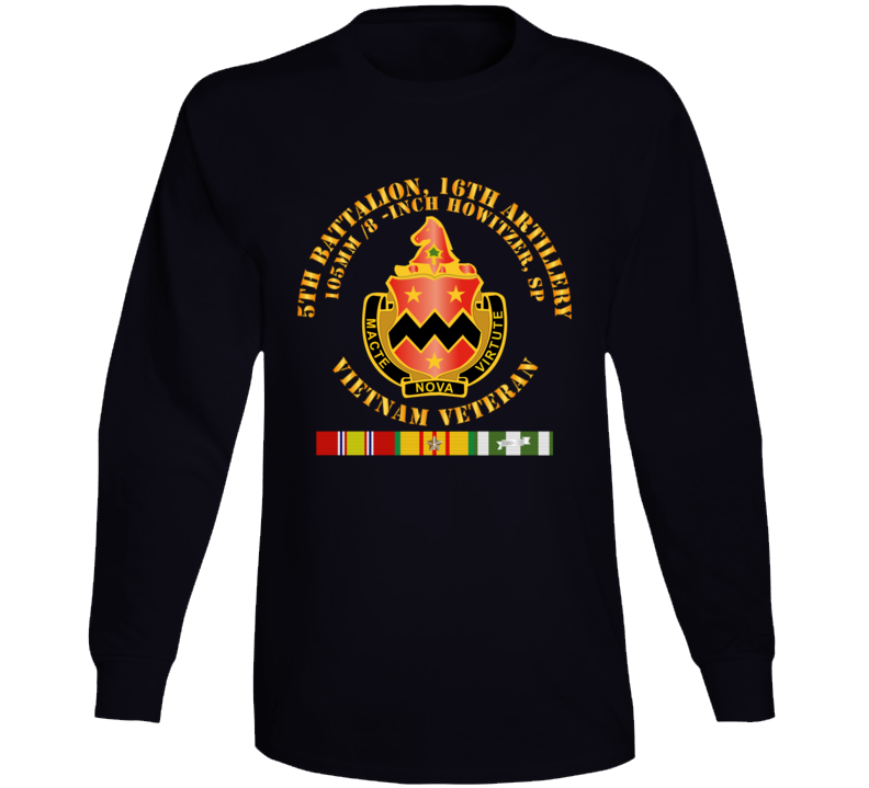 Army - 5th Battalion, 16th Artillery W Svc Ribbon V2 Long Sleeve