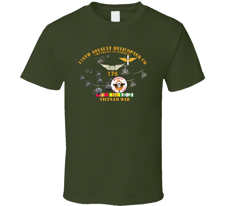 Army - 176th Assault Helicopter Co - Muskets - Helo Aslt Wobkgd T Shirt