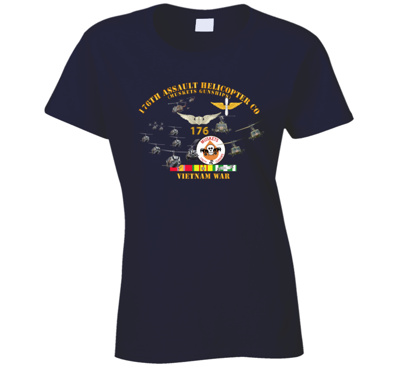 Army - 176th Assault Helicopter Co - Muskets - Helo Aslt Wobkgd Ladies T Shirt