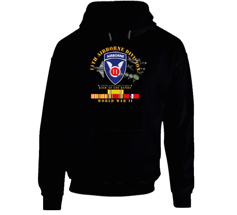 Army - 11th Airborne Division - Raid At Los BaÃ±os W Jumpers - Wwii W Pac Svc Hoodie