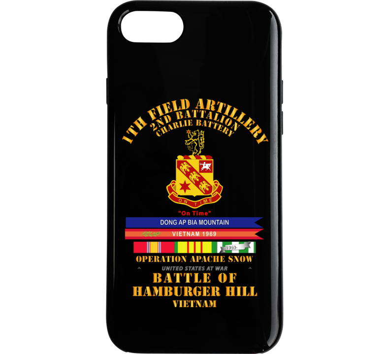 Hamburger Hill - C Btry - 2nd Bn 11th Artillery W Vn Svc W Puc  Vn Streamer 1969 Phone Case