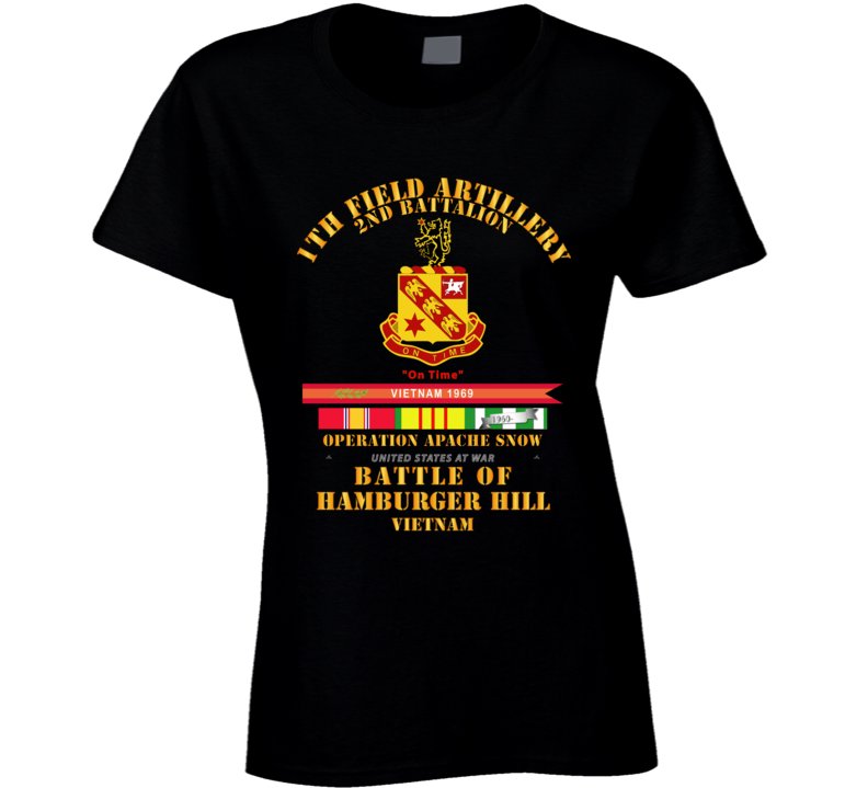 Hamburger Hill -2nd Bn 11th Artillery W Svc Ribbons Streamer Ladies T Shirt