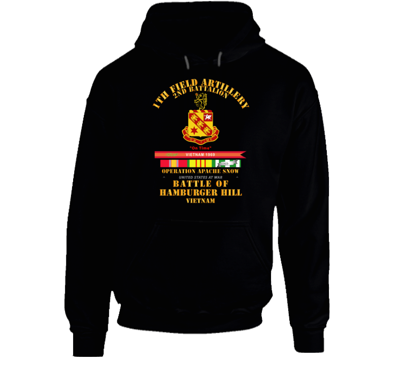 Hamburger Hill -2nd Bn 11th Artillery W Svc Ribbons Streamer Hoodie