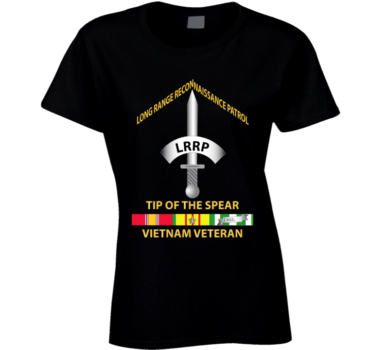 Army - Badge - Lrrp - Tip Of The Spear - Vietnam Vet W Svc Ladies T Shirt