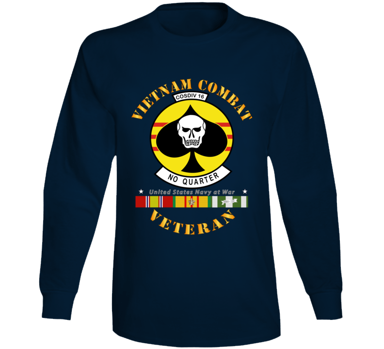 Navy - Vietnam Cbt Vet - Navy Coastal Div 16 - No Quarter On Spade W Svc Long Sleeve