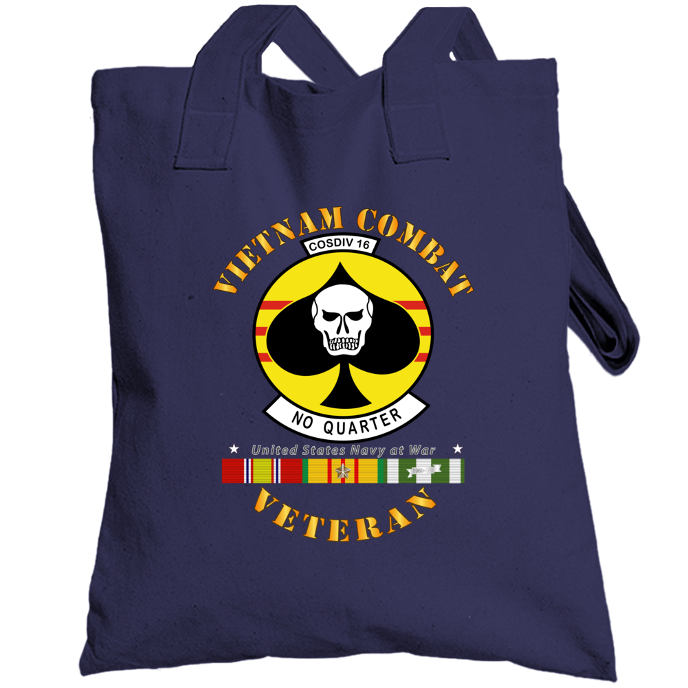 Navy - Vietnam Cbt Vet - Navy Coastal Div 16 - No Quarter On Spade W Svc Totebag