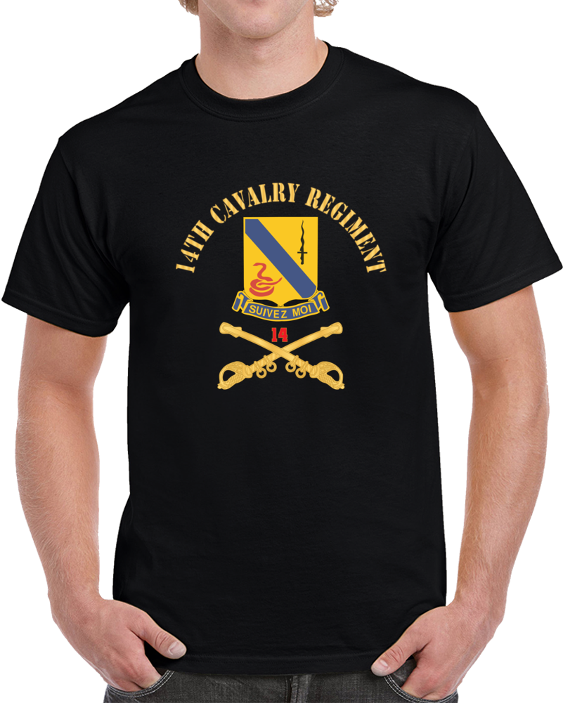 Army - 14th Cavalry Regiment W Cav Br - Red Txt X 300 T Shirt