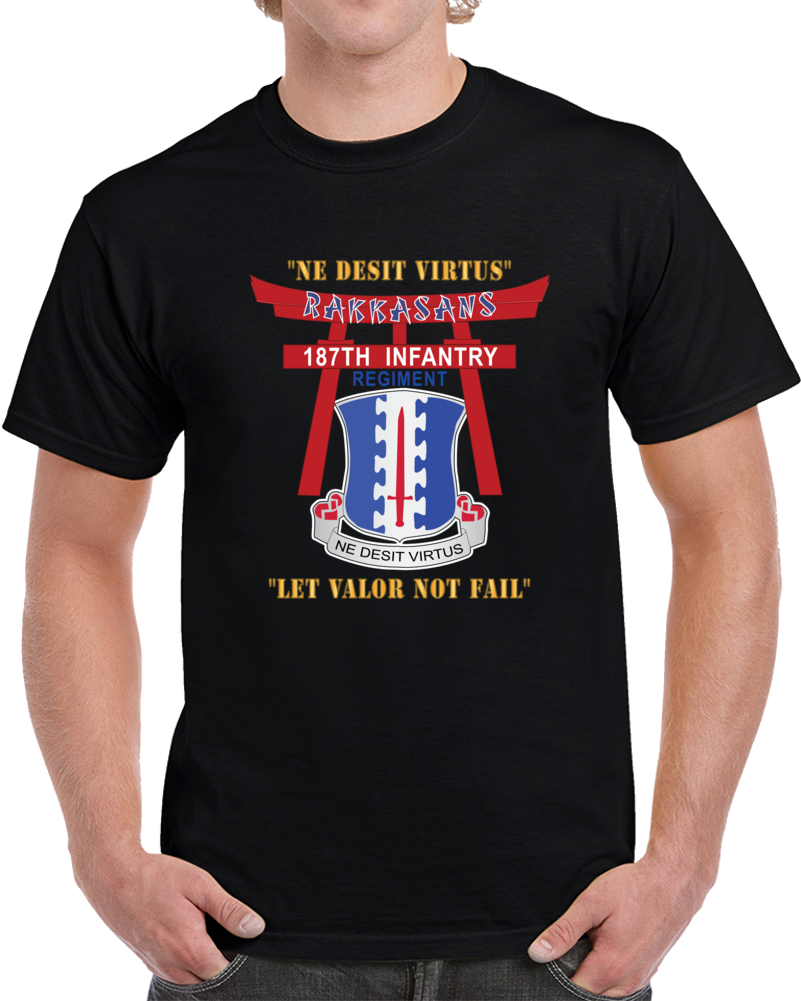 Army - 187th Infantry Regiment - Torii, Rakkasans, Let Valor Not Fail, English, Latin X 300 T Shirt