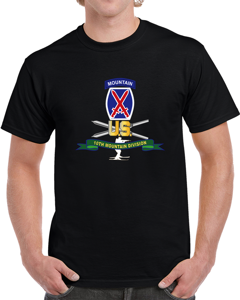 Army - 10th Mountain Division - Ssi W Ski Branch - Ribbon X 300 T Shirt Army - 10th Mountain Division - Ssi W Ski Branch - Ribbon X 300 T Shirt