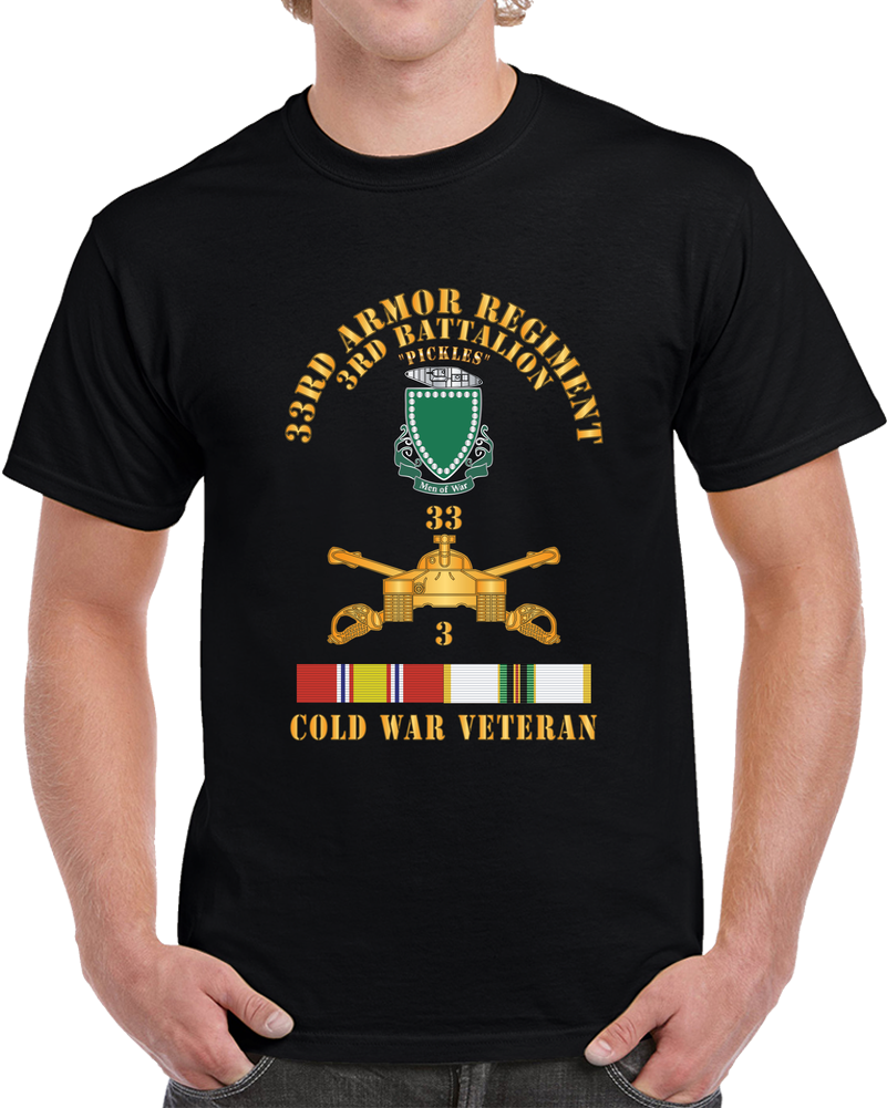 Army - 3rd Bn 33rd Armor Branch W 33rd Armor DUI - Cold War Veteran - COLD SVC X 300 T Shirt