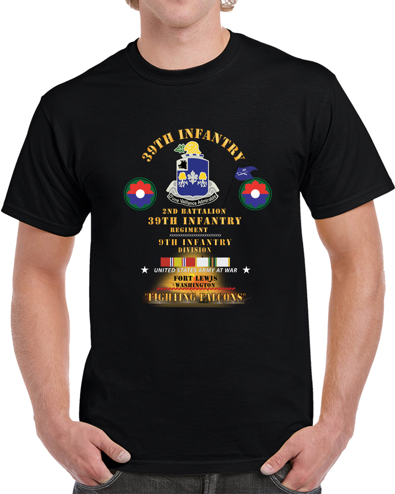 Army - 2nd  Bn 39th Infantry - 9th  Infantry Div - Ft Lewis, WA  - Fighting Falcons  W COLD SVC T Shirt