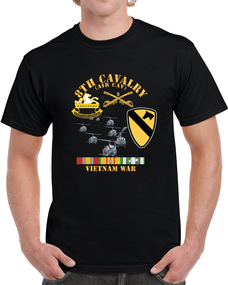 Army - 8th Cavalry (air Cav) - 1st  Cav Division W SVC Wo Airmobile  T Shirt