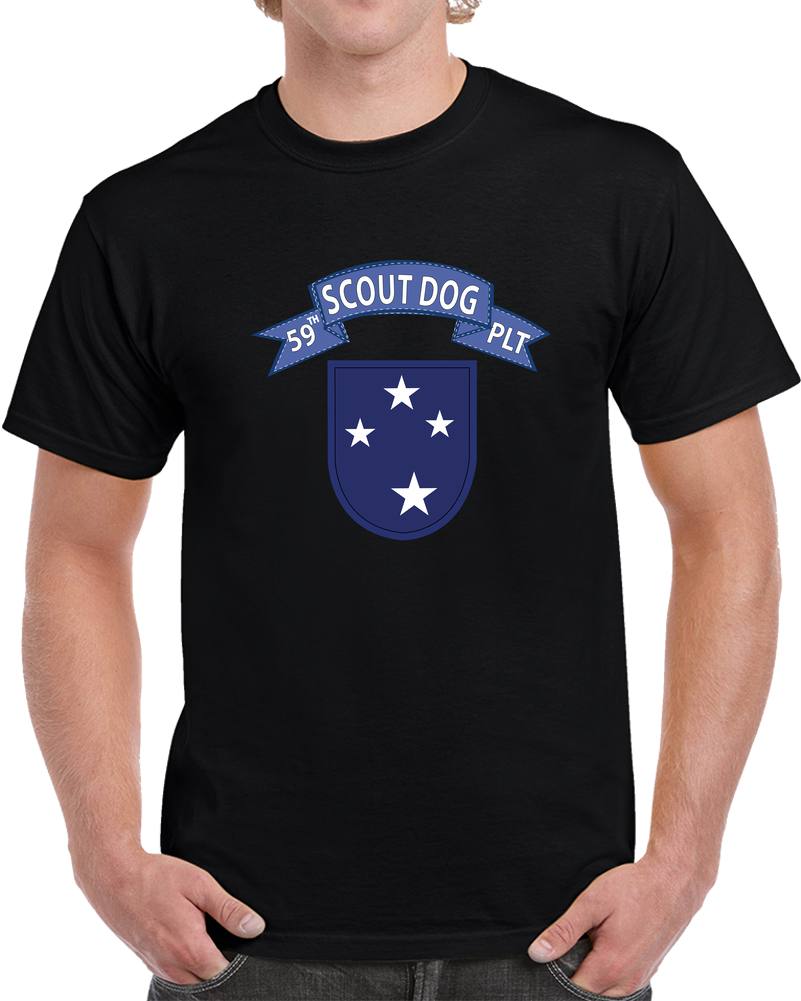 Army - 59th Infantry Scout Dog Platoon - Blue Tab  W 23rd Infantry Div SSI T Shirt