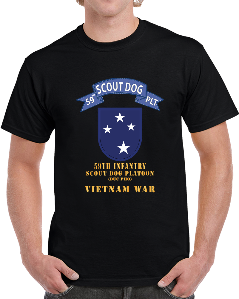 Army - 59th Infantry Scout Dog Platoon - Blue Tab T Shirt