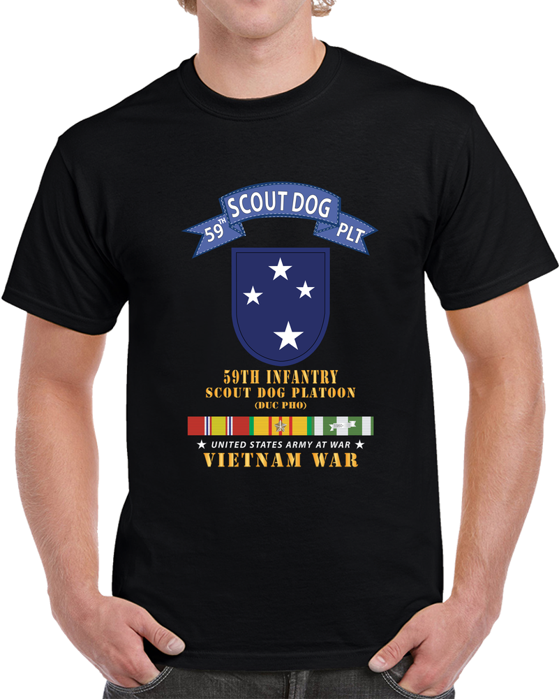 Army - 59th Infantry Scout Dog Platoon - Blue Tab VN SVC  T Shirt