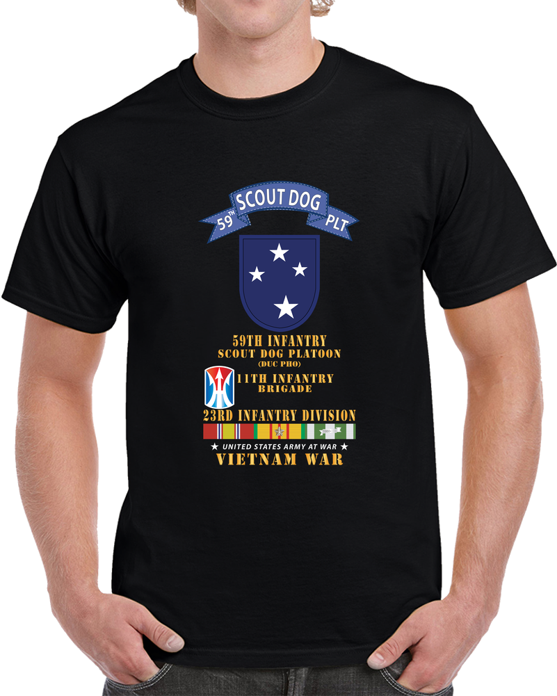 Army - 59th Infantry Scout Dog Platoon - Blue Tab, 11th Inf Bde, 23rd Inf Div - VN SVC T Shirt