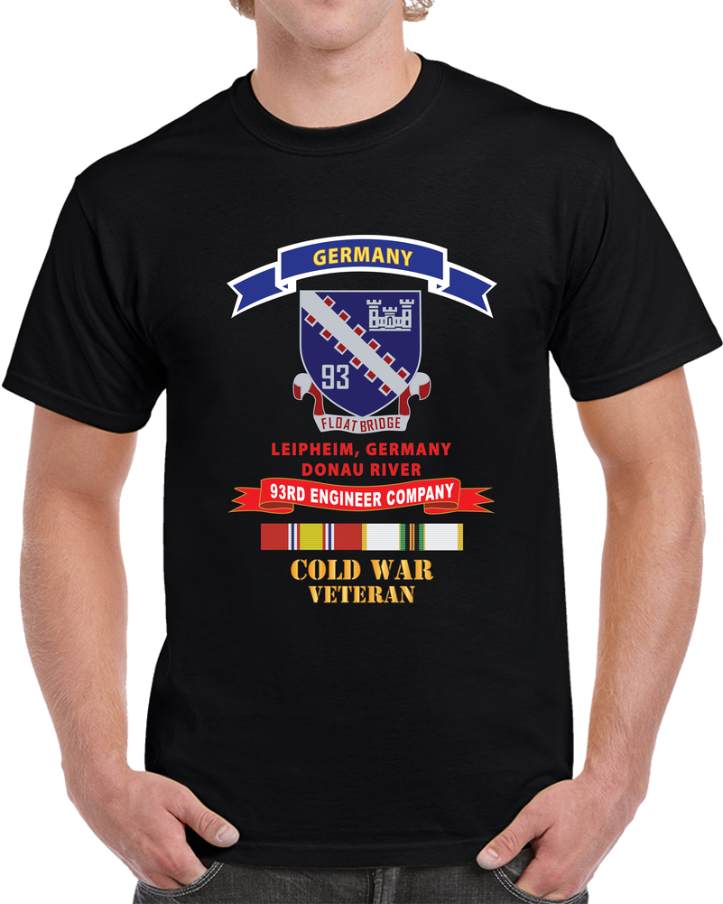Army - 93rd Engineer Company - Germany Tab- Ribbon COLD WAR Vet T Shirt
