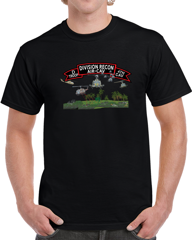 Army - D Troop 4th Cav - Division Recon W Aircraft T Shirt
