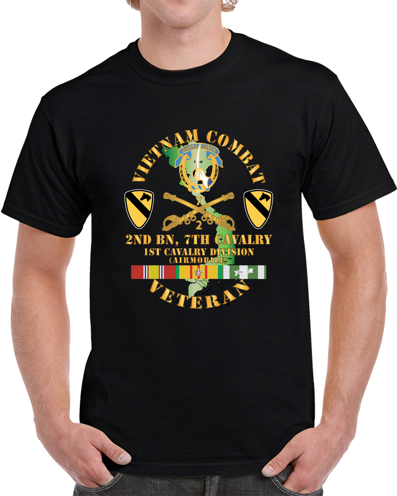 Army - Vietnam Combat Cavalry Vet W 2nd Bn 7th Cav DUI - 1st Cav Div  T Shirt