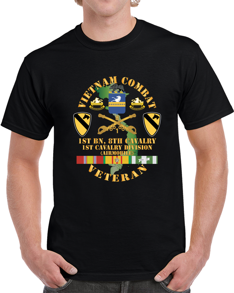 Army - Vietnam Combat Cavalry Veteran W 1st Bn - 8th Cav COA - 1st Cav Div Wo Airmobile T Shirt