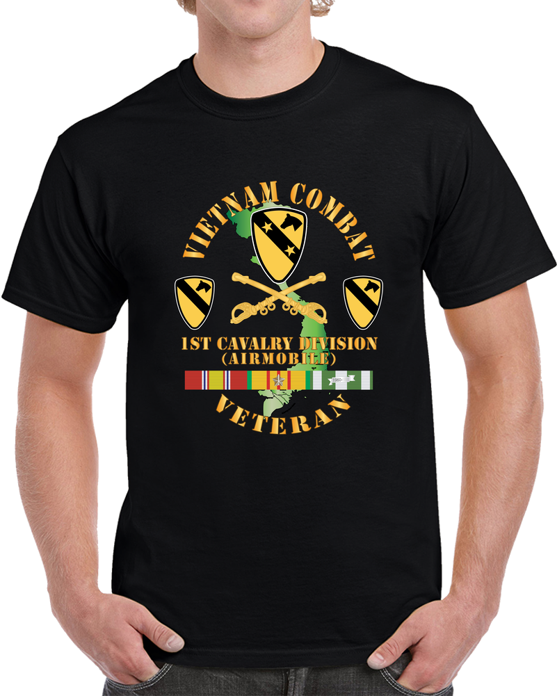 Army - Vietnam Combat Veteran W 1st Cav DUI Wo Airmobile  T Shirt
