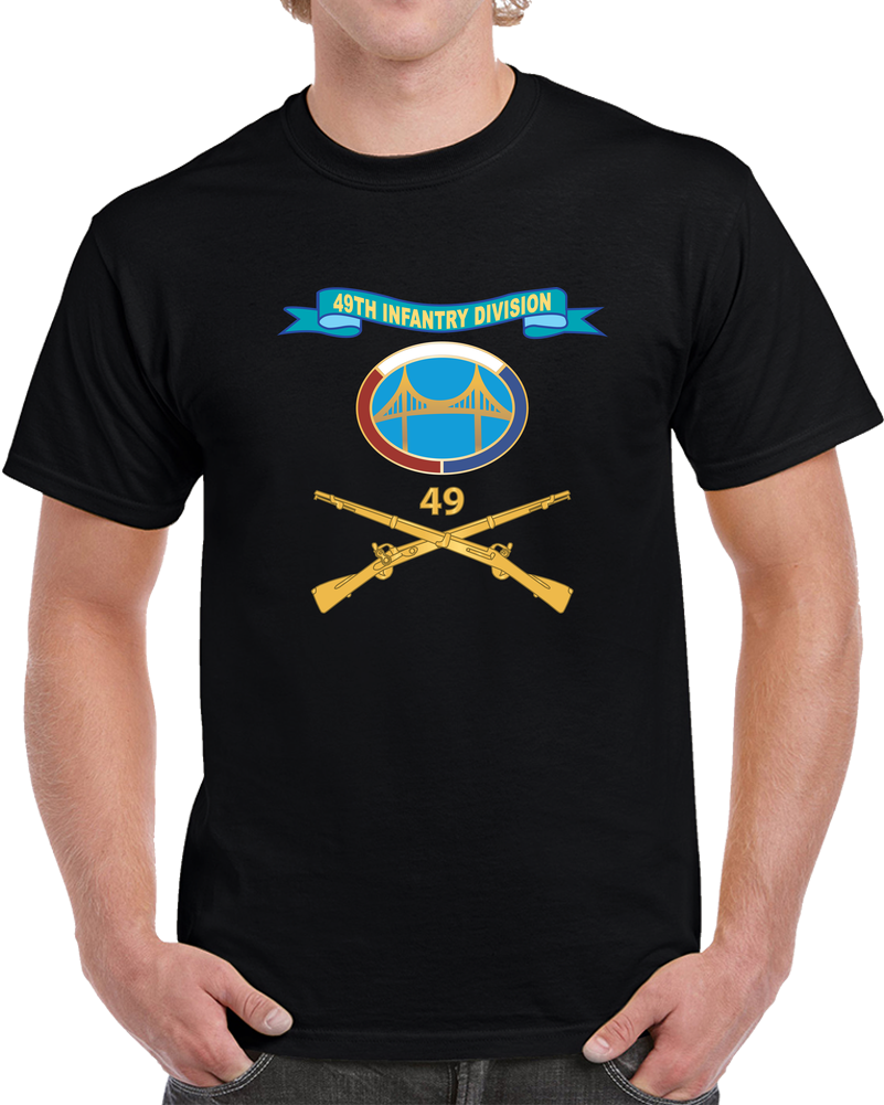 Army - 49th Infantry Division -  HQ Headquarters W Br - DUI - Ribbon X 300 T Shirt