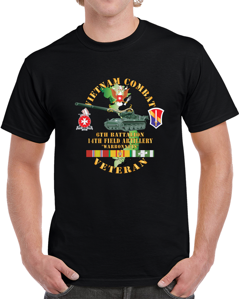 Army - 6th Bn, 14th Artillery Regiment - W 1st Field Force - M107 - 175mm Gun - Vietnam Vet W VN SVC T Shirt