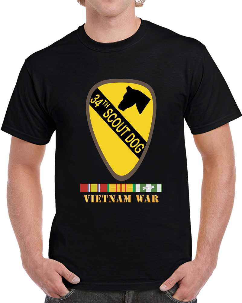 Army - 34th Scout Dog Platoon W VN SVC Wo Txt X 300 T Shirt