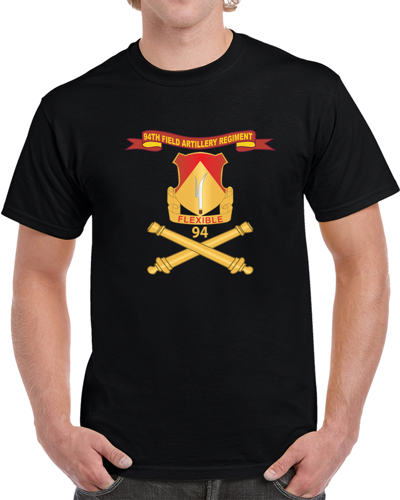 Army - 94th Field Artillery Regiment - DUI W Number Br - Ribbon X 300 T Shirt