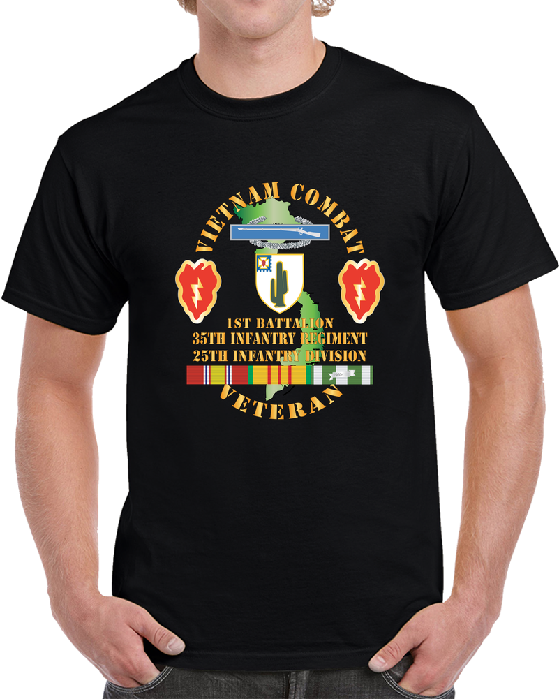Army - Vietnam Combat Infantry Veteran W 1st Bn 35th Inf - 25th ID SSI X 300 T Shirt