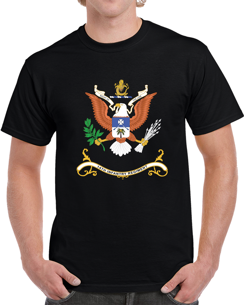Army - Regimental Colors - 14th Infantry Regiment  - Right Of The Line X 300 T Shirt