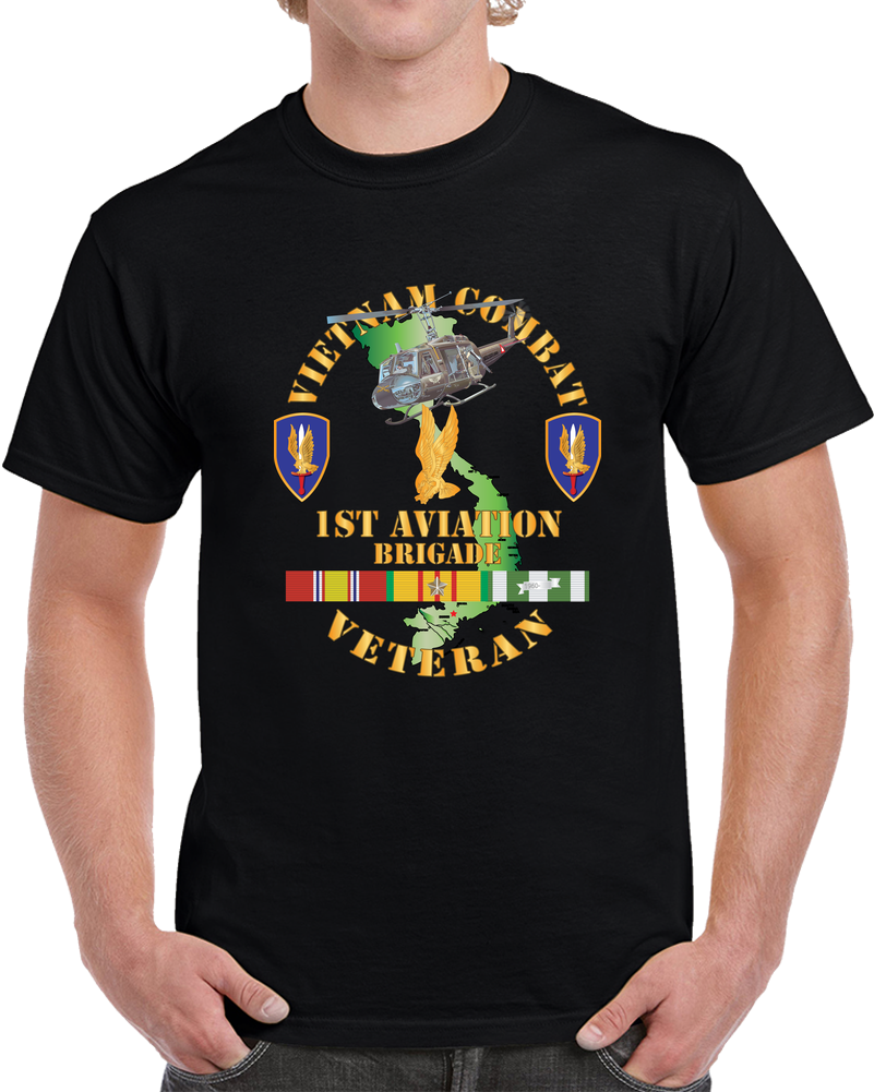 Army - Vietnam Combat Cavalry Veteran W 1st Aviation Bde SSI X 300 T Shirt