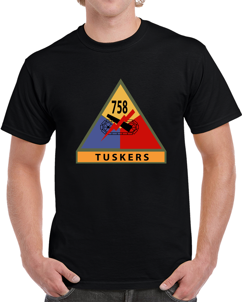Army - 758th Tank Battalion SSI W Name Tape T Shirt