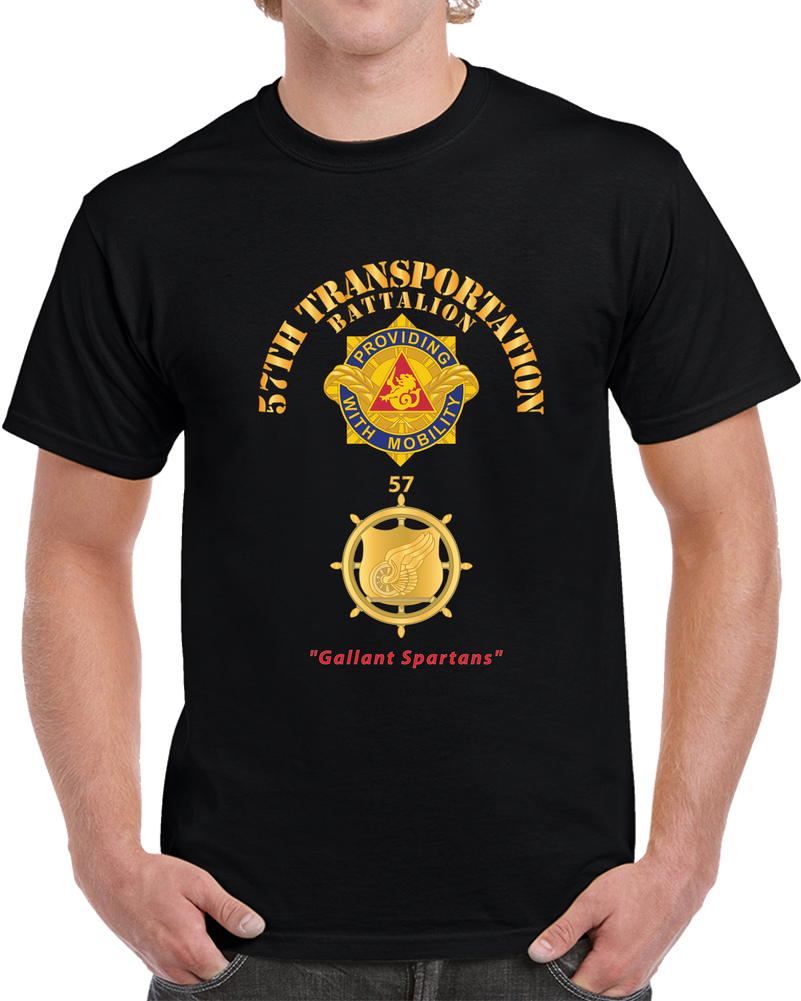Army - 57th Transportation Bn W Br - Number - Gallant Spartans X 300 T Shirt