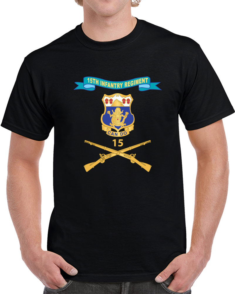 T-shirt - Army - 15th Infantry Regiment - DUI W Number Br - Ribbon X 300 T Shirt