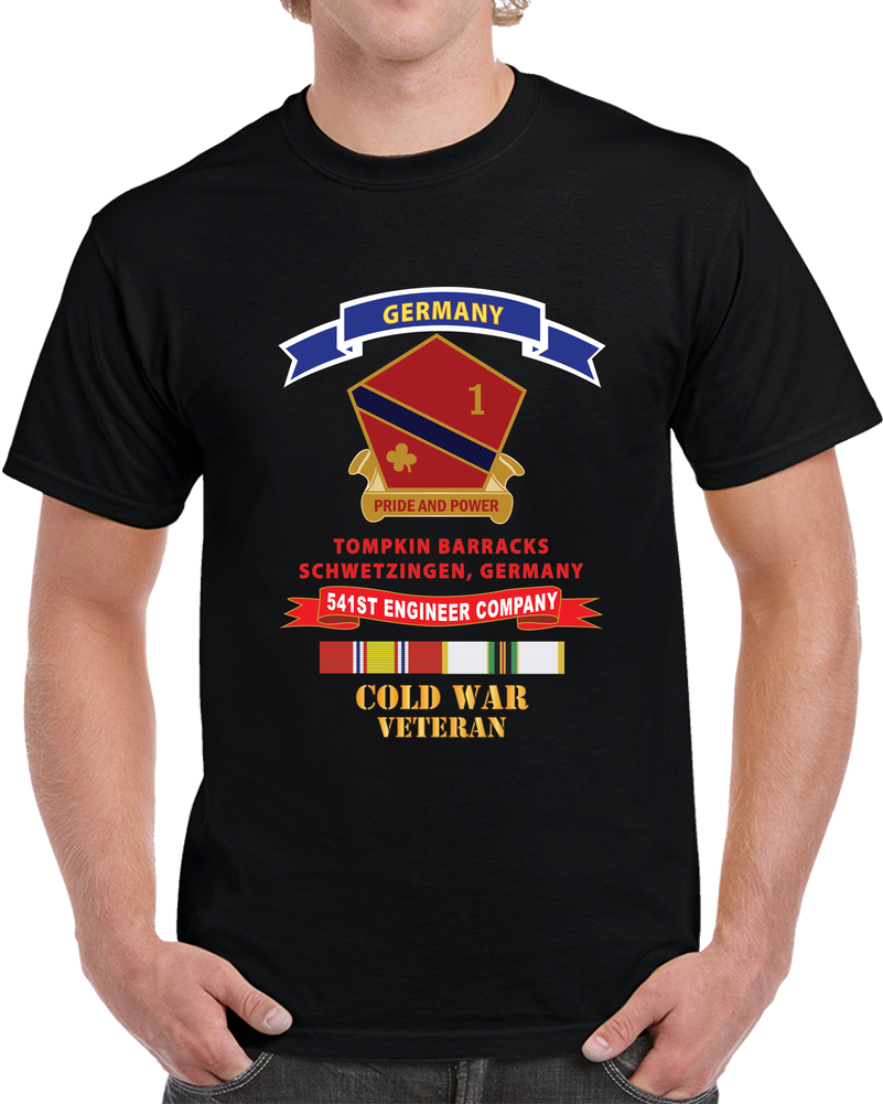 Army - 541st Engineer Company - Schwetzingen, Germany Tab- Ribbon, Tompkins Barracks, COLD WAR Vet X 300 T Shirt